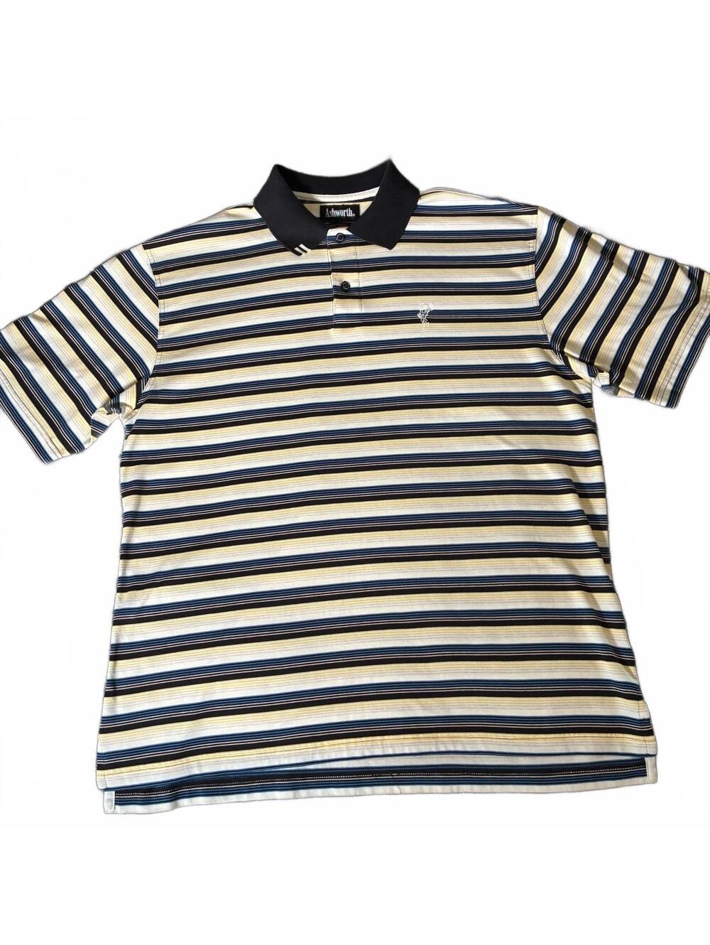 Ashworth Vintage Polo Striped Yellow/Blue Men’s Large